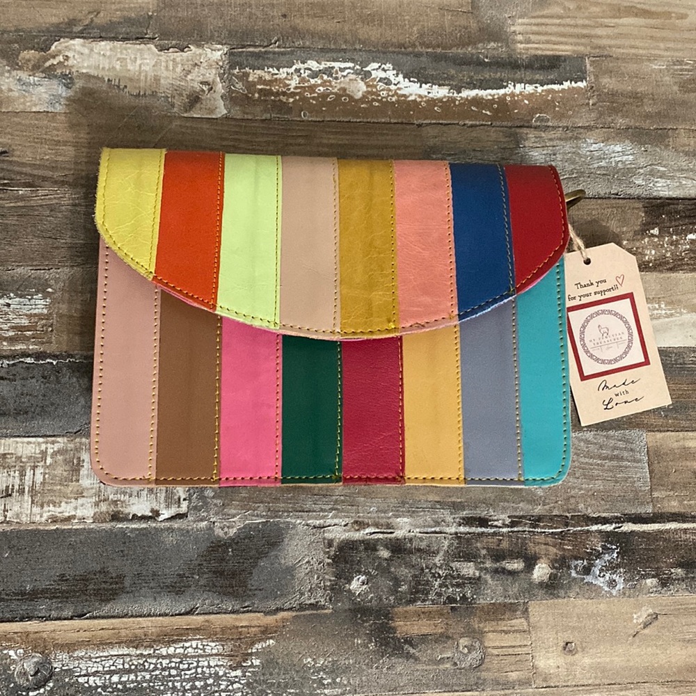 My Peruvian treasures striped leather cross body bag purse